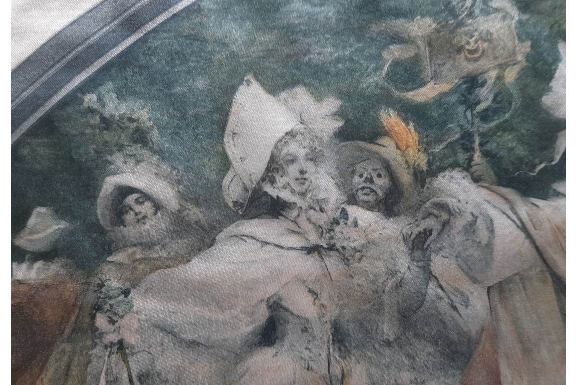 Le carnaval de Pierrot, feuille d'éventail d'après Georges Clairin vers 1900