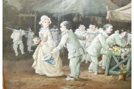 The Pierrots at the flower market  by Van Garden. Early 20th century  gouache