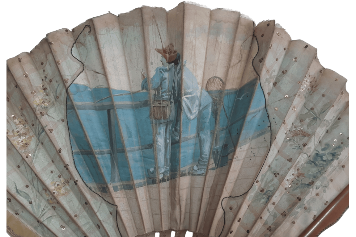 The Pierrots fishing, fan by Van Garden circa 1910