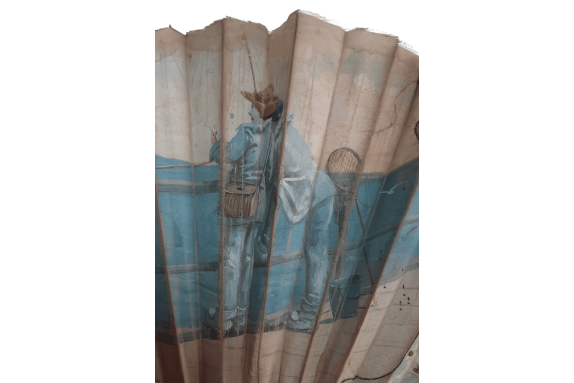 The Pierrots fishing, fan by Van Garden circa 1910