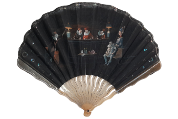 At the court of the Pierrots, fan by Van Garden circa 1912