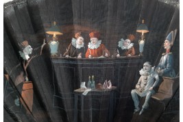 At the court of the Pierrots, fan by Van Garden circa 1912