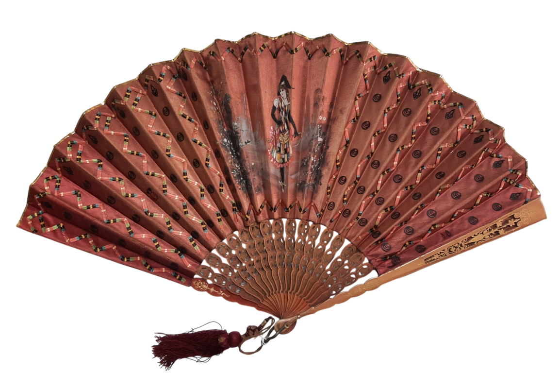 Colombine as Harlequin, fan circa 1890