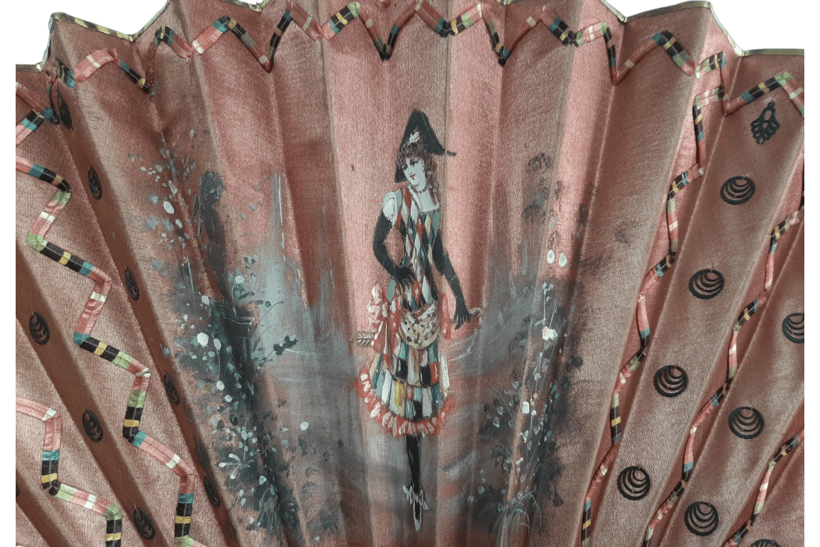 Colombine as Harlequin, fan circa 1890