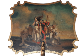 Pierrot on Parade. Fixed fan by Pierre Langlumé, circa 1830–40
