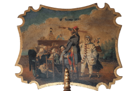 Pierrot on Parade. Fixed fan by Pierre Langlumé, circa 1830–40