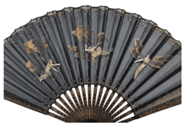 Femmes papillons et libellules, éventail fin XIXe siècle