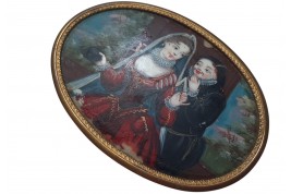 Colombine et Scaramouche. Miniature XVIIIe siècle