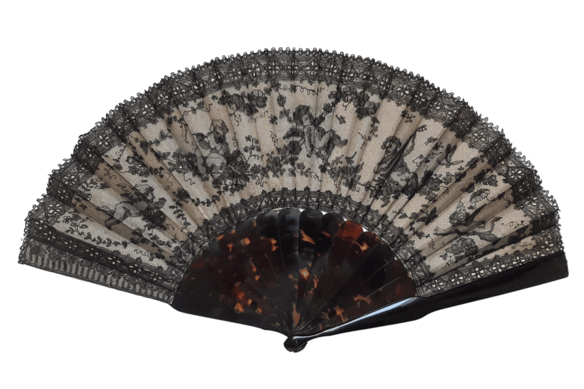 Lace Cupids, late 19th century fan
