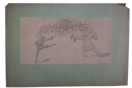 Duel between Pierrot and Scaramouche, fan design late 19th century