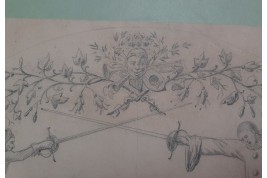 Duel between Pierrot and Scaramouche, fan design late 19th century
