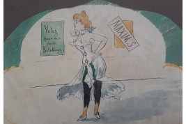 Columbine, a suffragette. Fan design, circa 1914