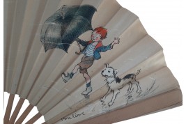Enfants des rues, éventail d'après Poulbot pour le Café de la Paix, vers 1910