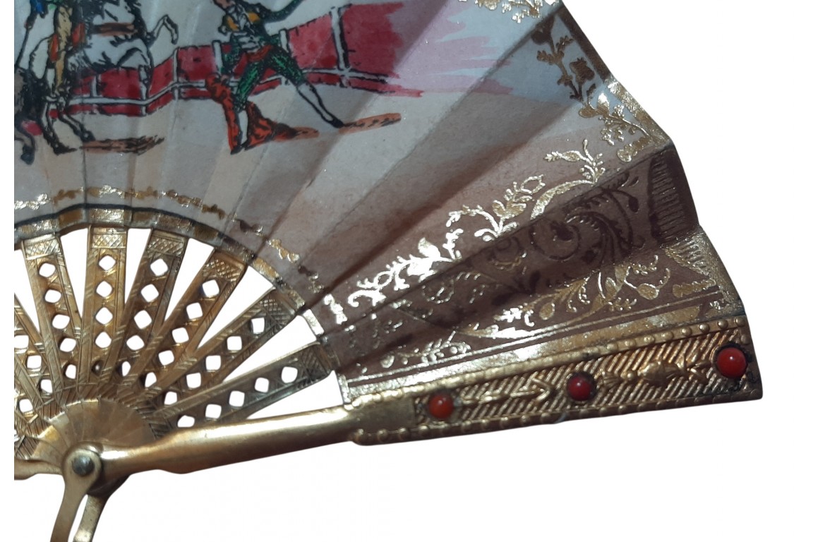 Corrida, éventail miniature voire minuscule, XIXème siècle