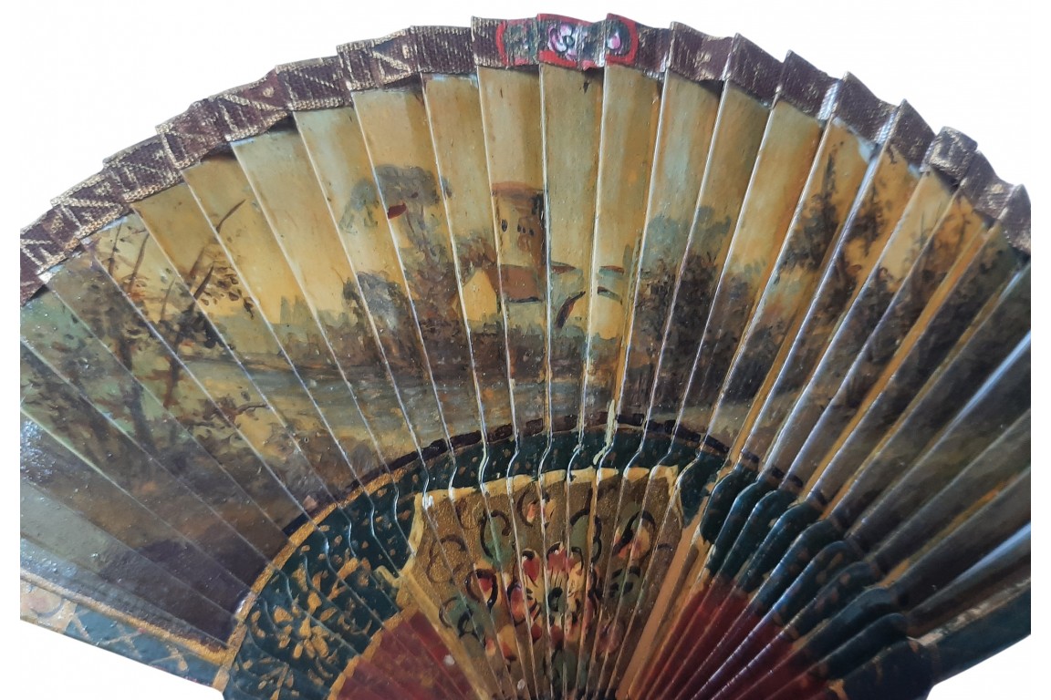 Miniature fan in the style of vernis Martin, 19th century