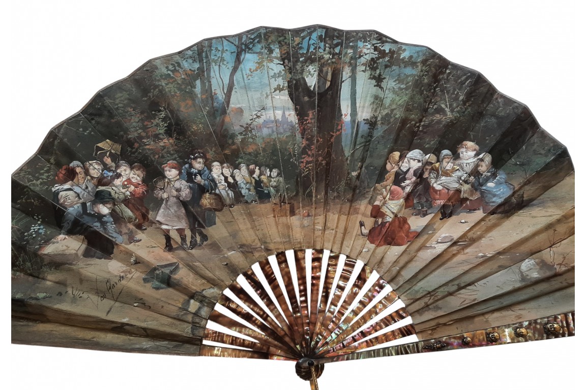 Children’s afternoon snack, fan by Van Garden, circa 1890–95