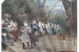 Children’s afternoon snack, fan by Van Garden, circa 1890–95
