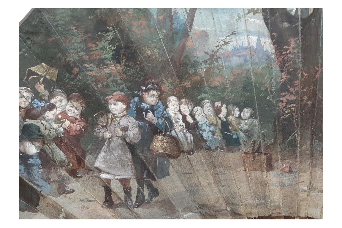 Children’s afternoon snack, fan by Van Garden, circa 1890–95