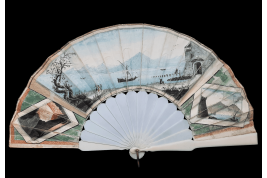 Monte Nuovo, ponte di Caligola and Vesuvius, a souvenir fan commemorating the eruption of August 1779