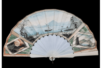 Monte Nuovo, ponte di Caligola and Vesuvius, a souvenir fan commemorating the eruption of August 1779