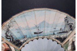 Monte Nuovo, ponte di Caligola and Vesuvius, a souvenir fan commemorating the eruption of August 1779