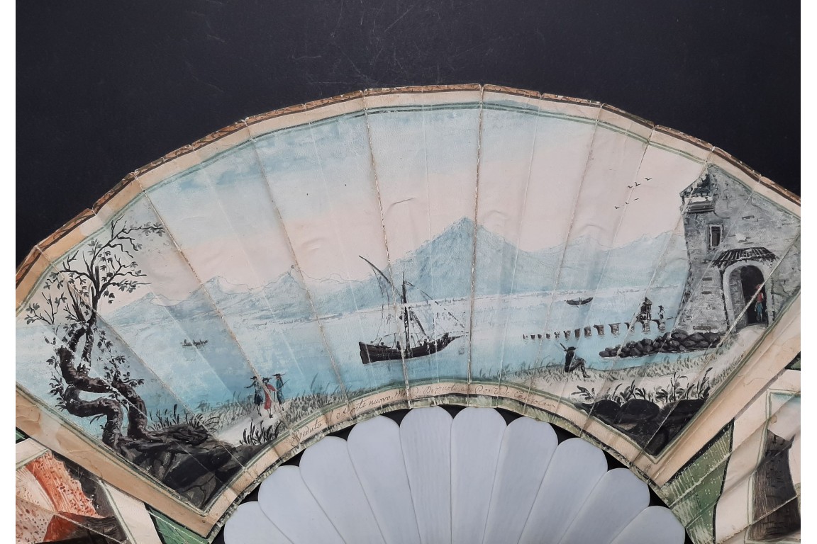 Monte Nuovo, ponte di Caligola and Vesuvius, a souvenir fan commemorating the eruption of August 1779