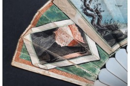 Le monte Nuovo, le pont de Caligula et le Vésuve, éventail souvenir de l'éruption d'Août 1779