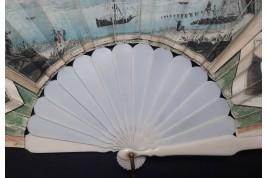 Le monte Nuovo, le pont de Caligula et le Vésuve, éventail souvenir de l'éruption d'Août 1779