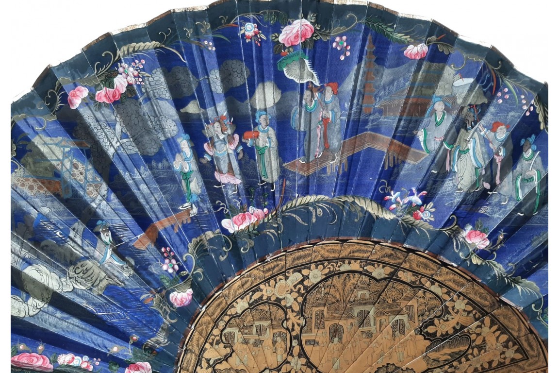 La pagode de Pazhou, éventail géant assymétrique, Chine XIXè siècle