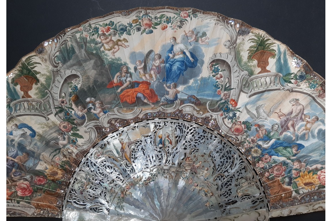 Vénus remettant les armes à Enée, éventail vers 1760