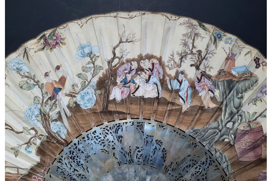 Vénus remettant les armes à Enée, éventail vers 1760