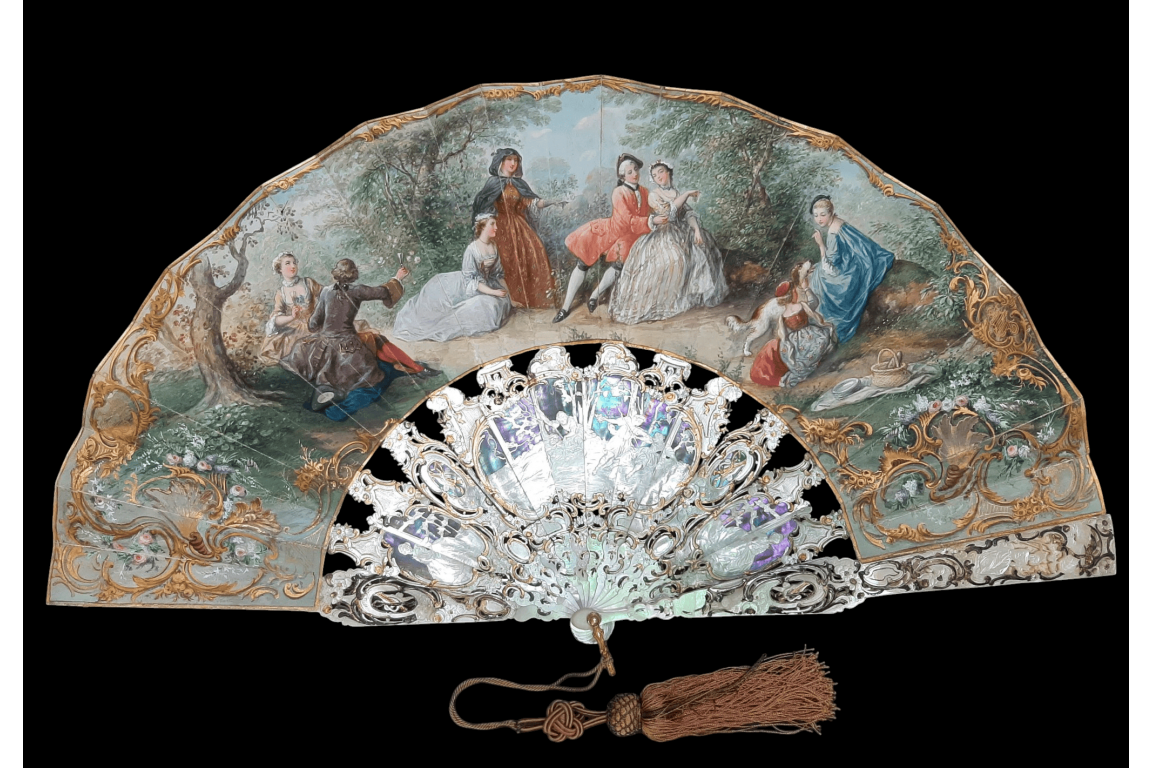 Charmante compagnie, éventail vers 1865