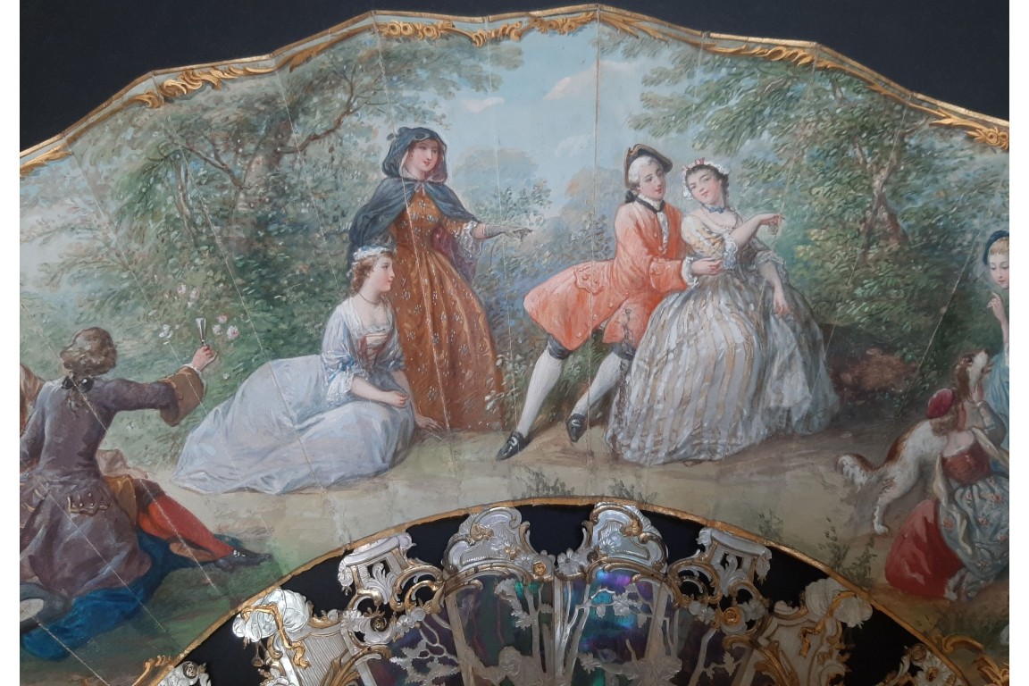 Charmante compagnie, éventail vers 1865