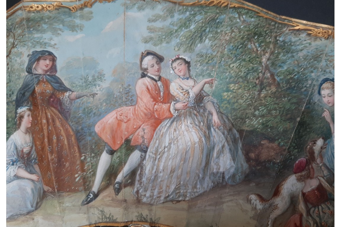 Charmante compagnie, éventail vers 1865