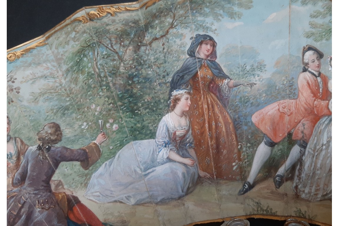 Charmante compagnie, éventail vers 1865