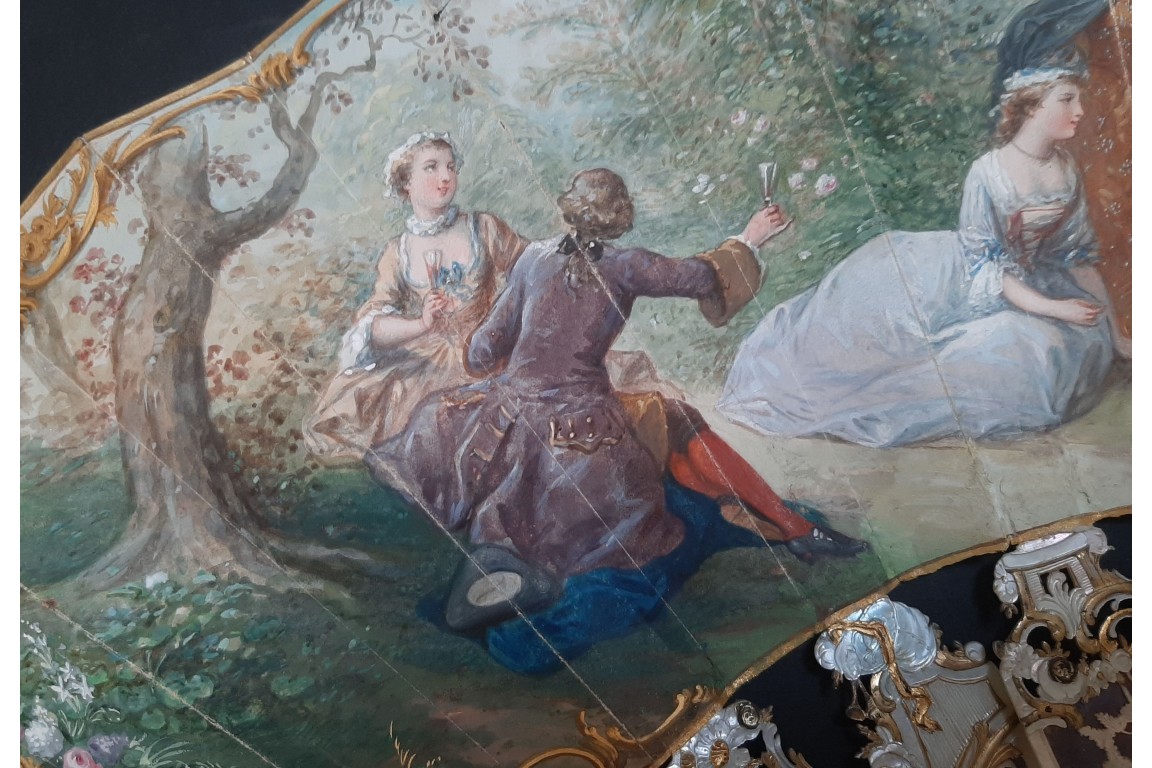 Charmante compagnie, éventail vers 1865