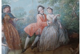 Charmante compagnie, éventail vers 1865