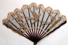 Lace swallows, fan circa 1900