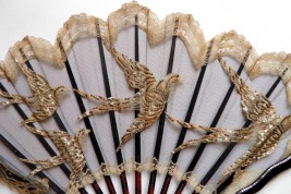 Lace swallows, fan circa 1900