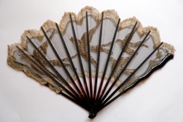 Lace swallows, fan circa 1900